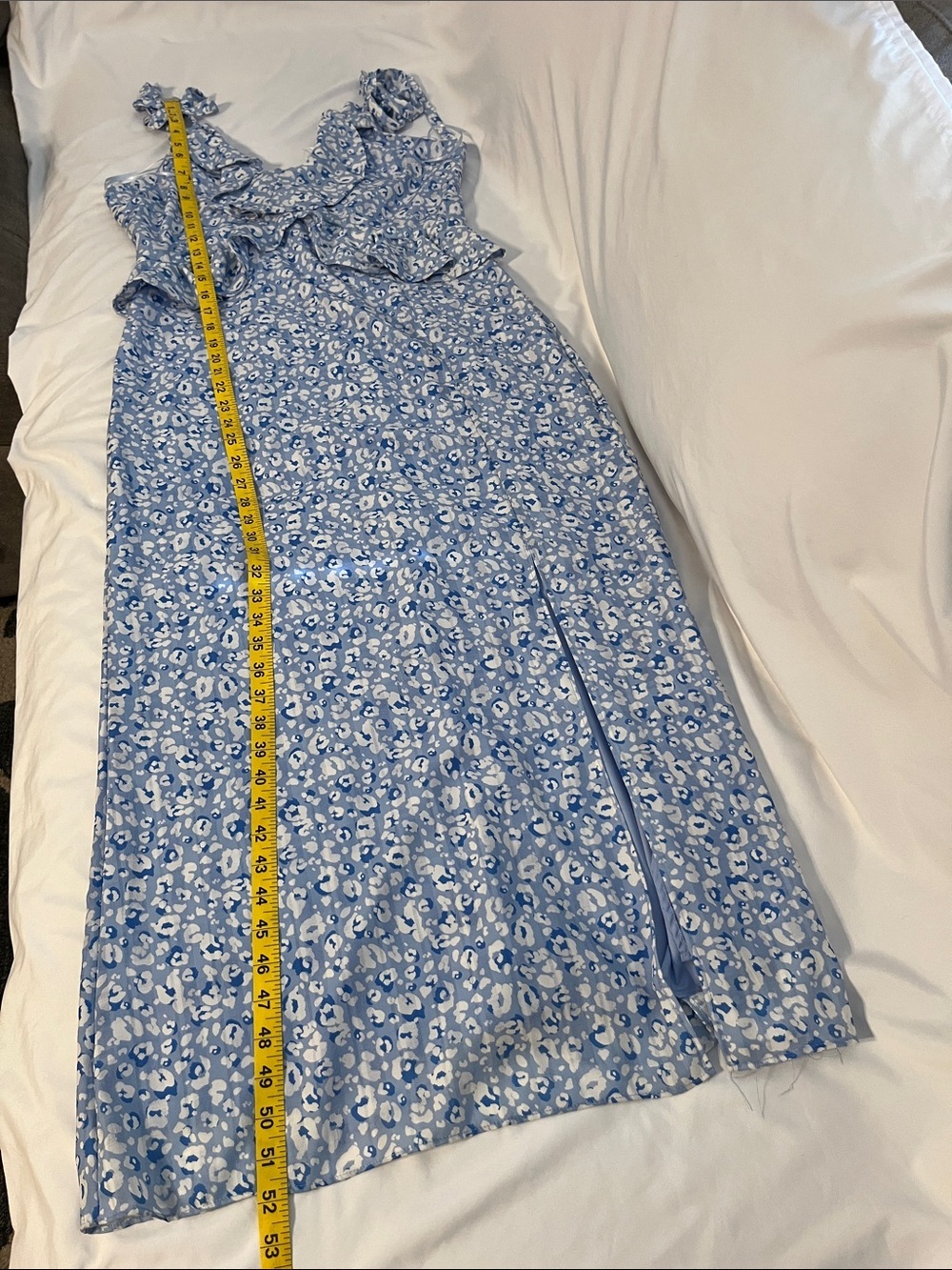 Sage Light Blue and White Floral Midi Dress